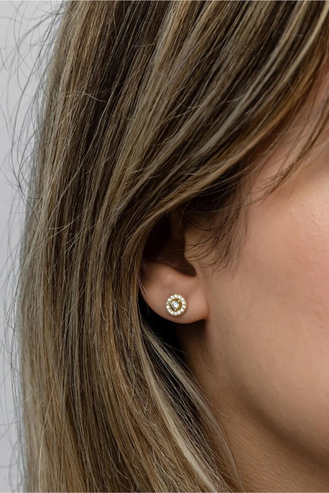 Heliophilia Silver Pendientes de Plata de Ley 925 con Baño de Oro y Circón